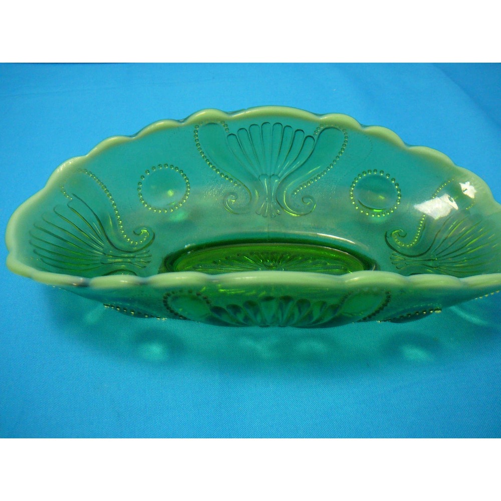 Vtg Jefferson Glass 1902 Jewel and Fan Banana Boat Novelty Dish